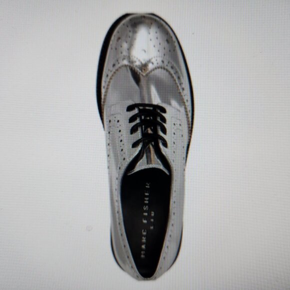 Marc Fisher Silver Leather "Perrie" lace up oxfords. Women. Size Various. NIB - Picture 4 of 12